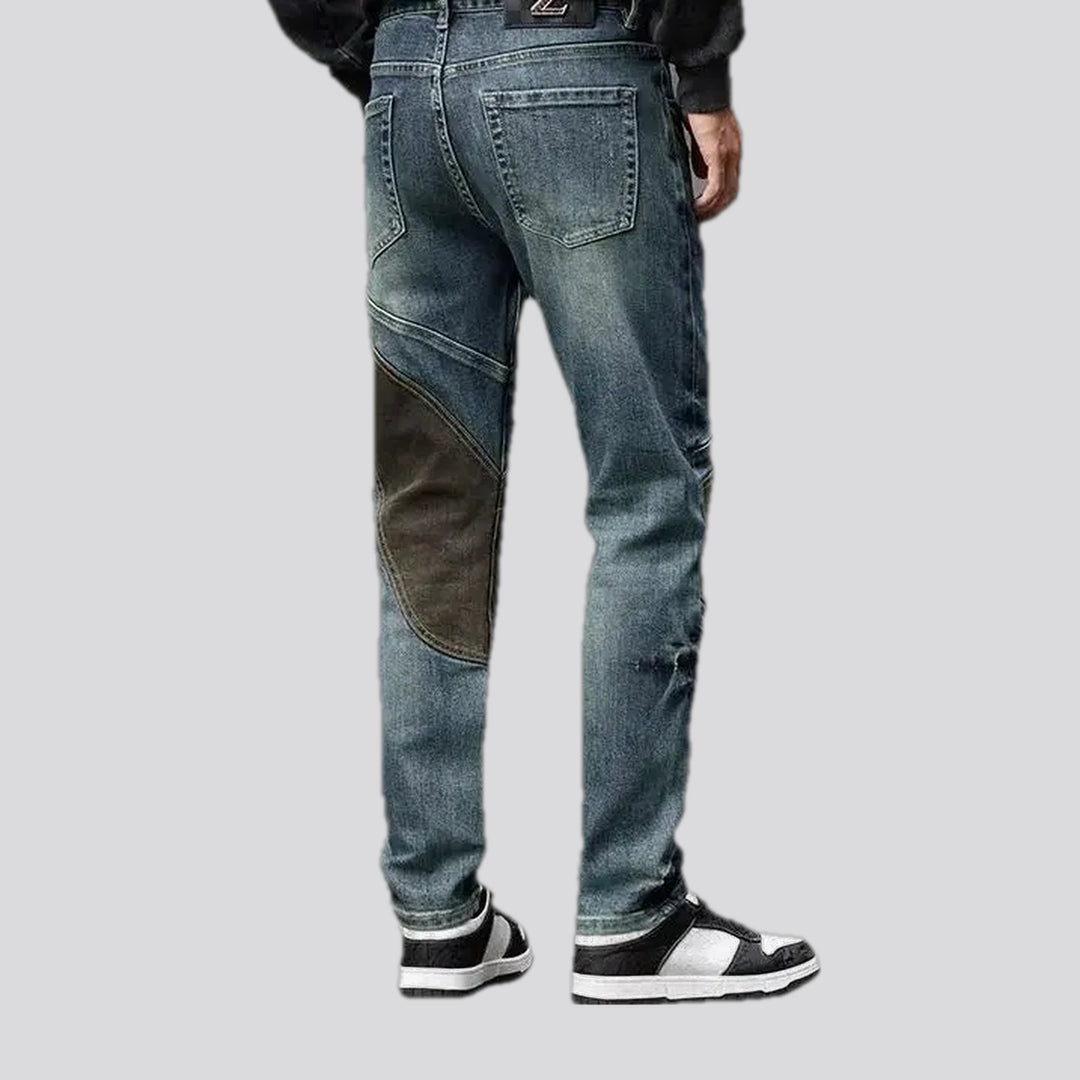 Midweight slim fit panneled men's jeans