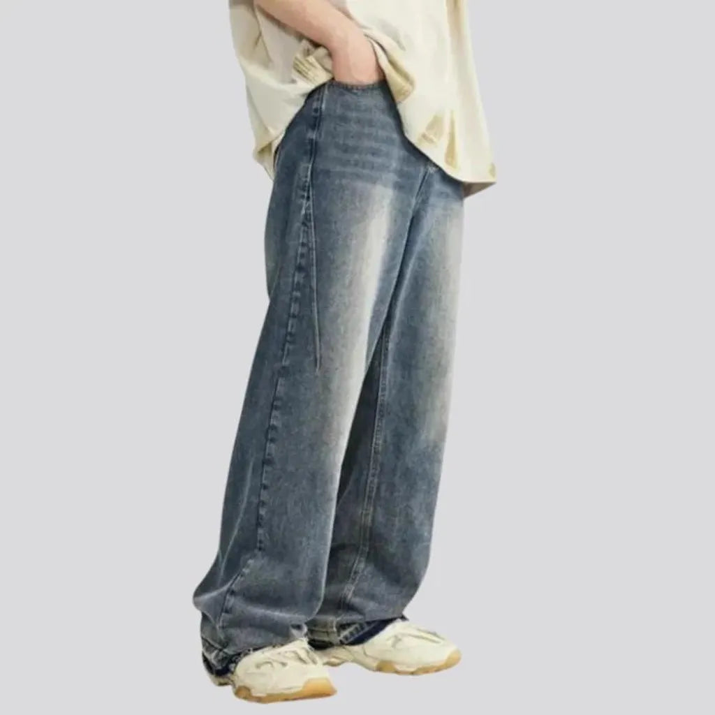 Whiskered street style light jeans for men