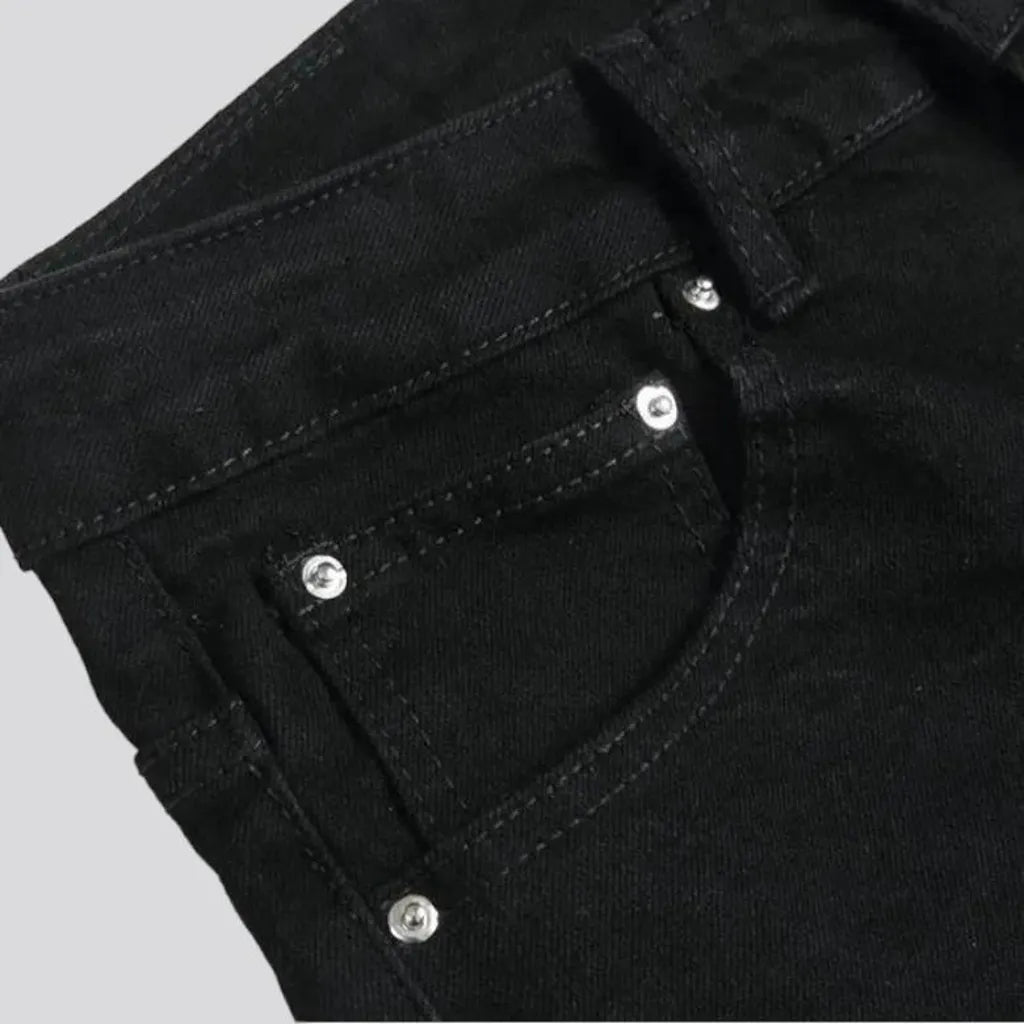 Frayed mid-waistline jeans
 for men