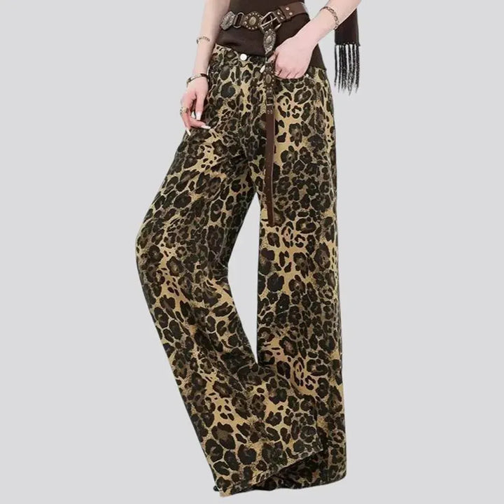 Boho style leopard women's jean pants