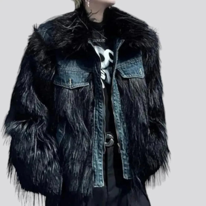 Oversized fringe fashion men's denim jacket