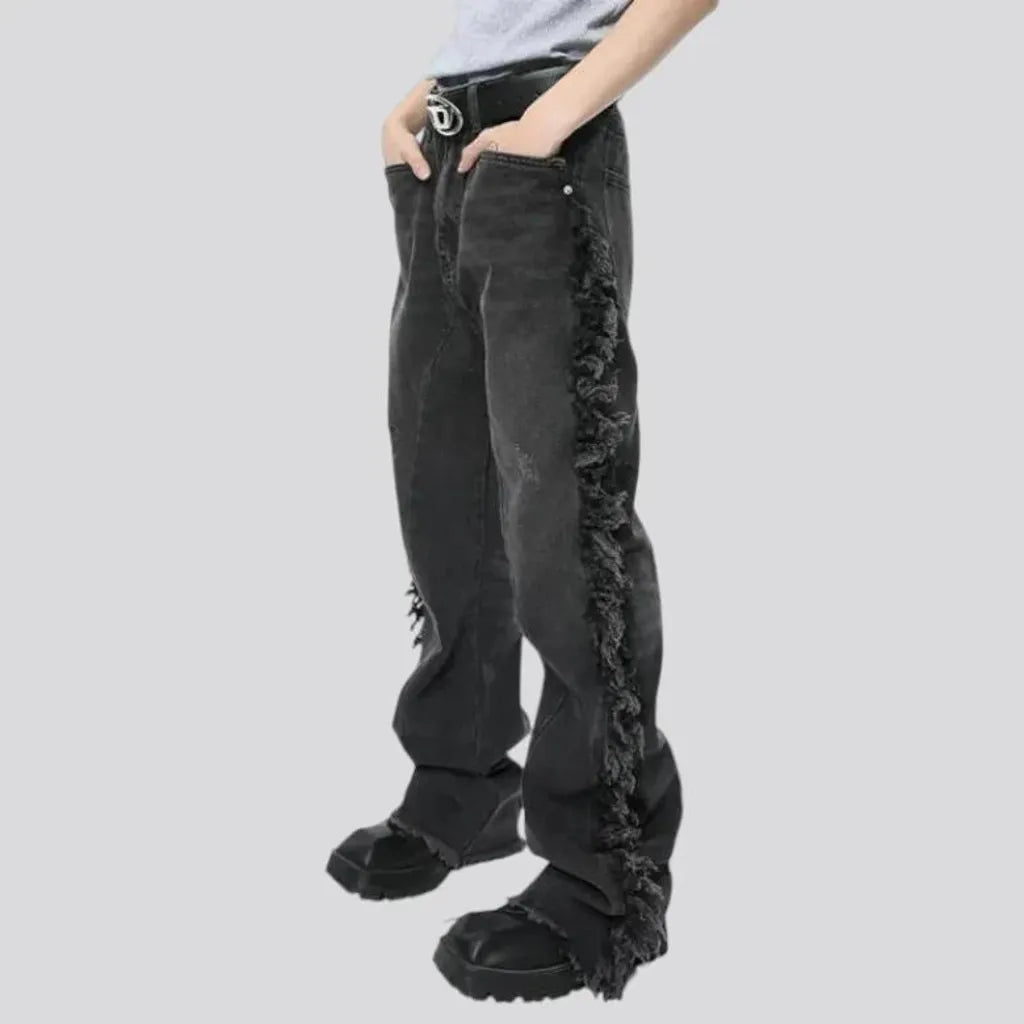 Vintage fringe loose men's jeans