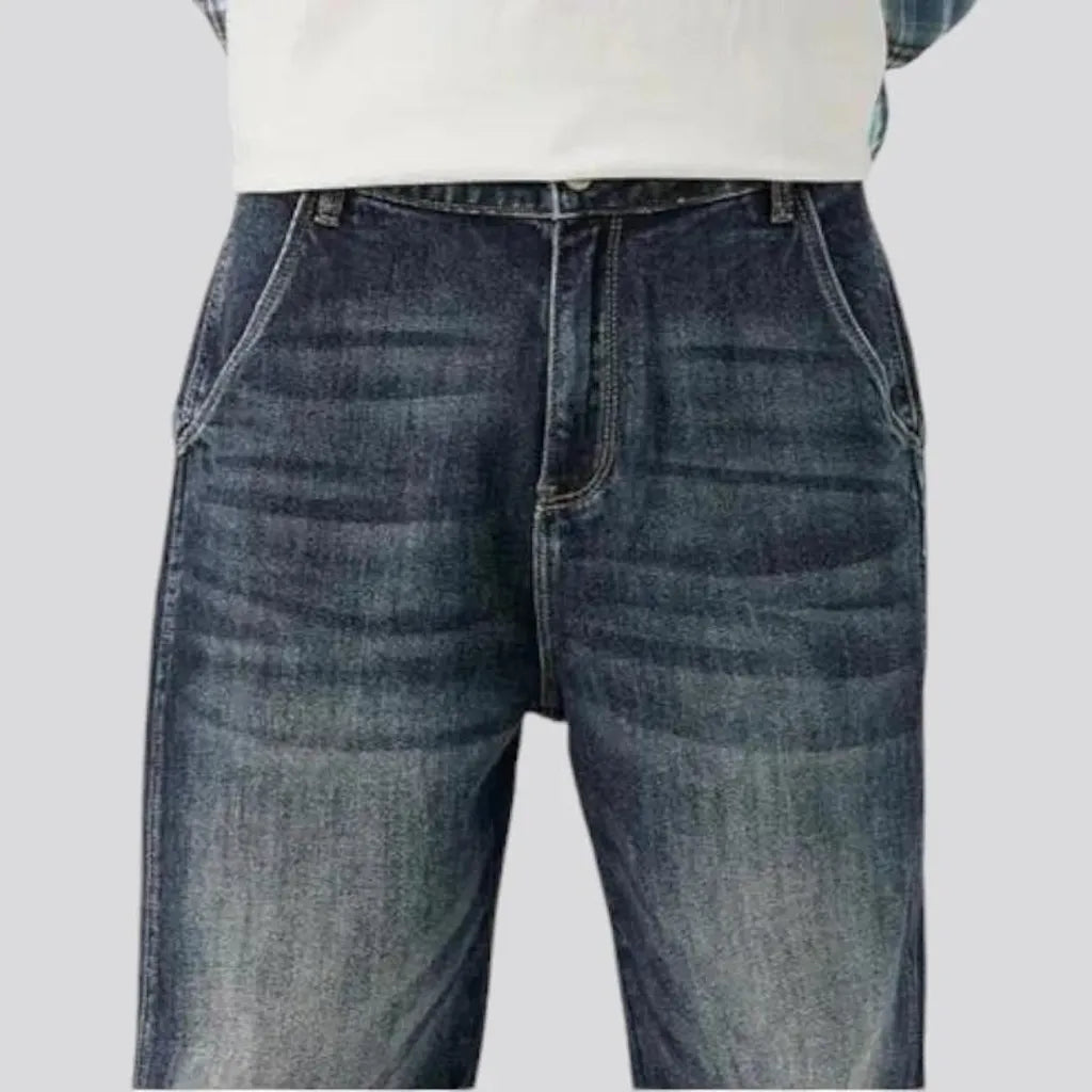 Abraded baggy leg men's jeans