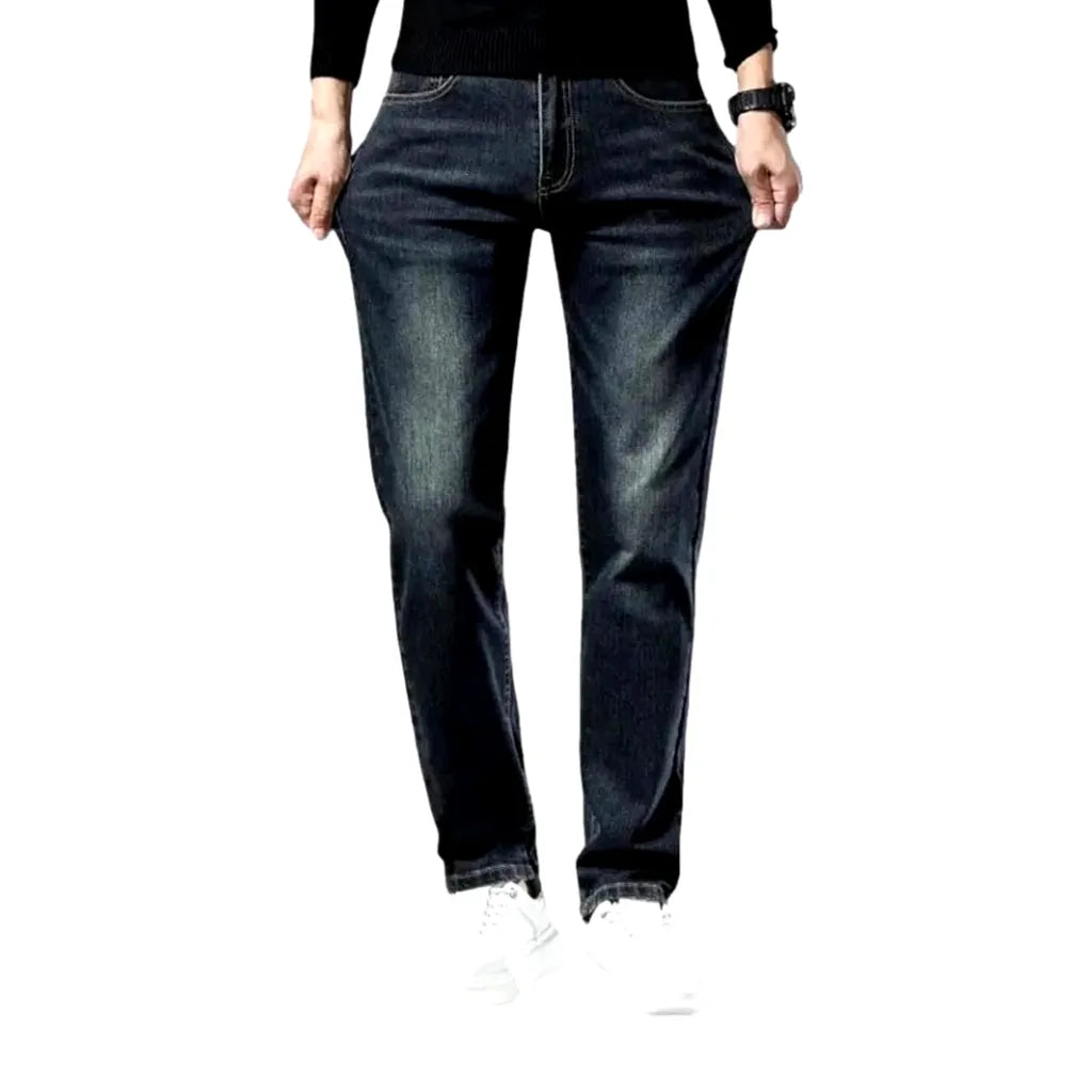 Stretchable Dark Fading Jeans for Men - Black