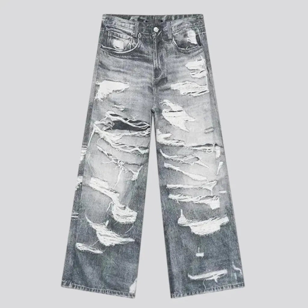 Distressed baggy style jeans for men