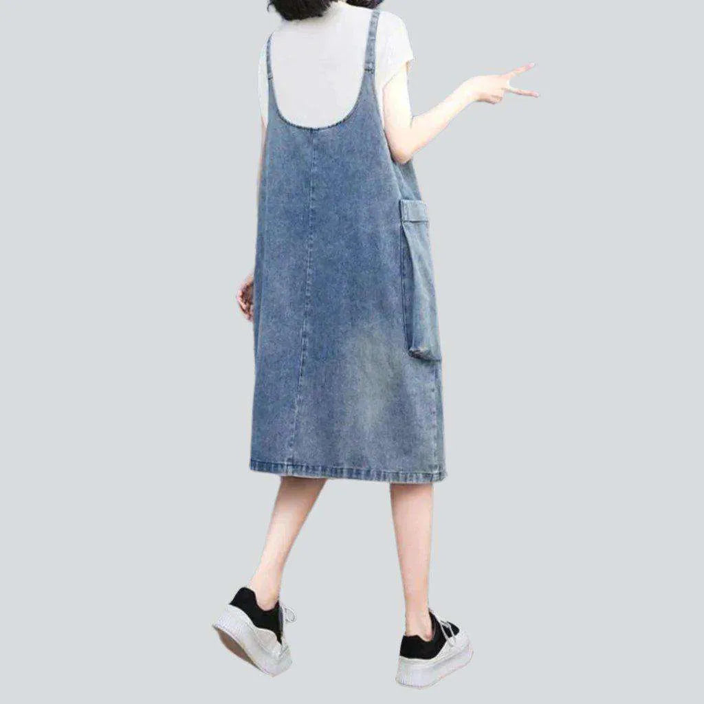 Oversized side pocket denim dress