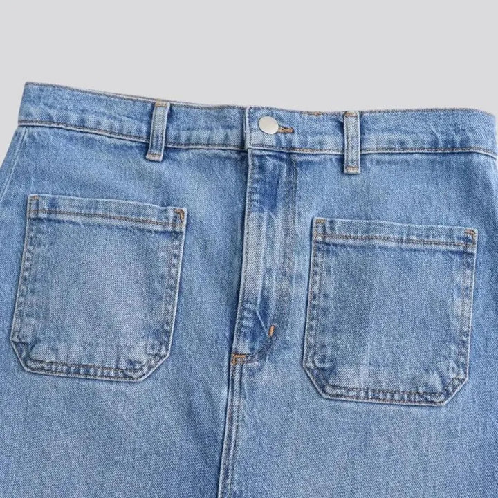 High waist denim jean skirt