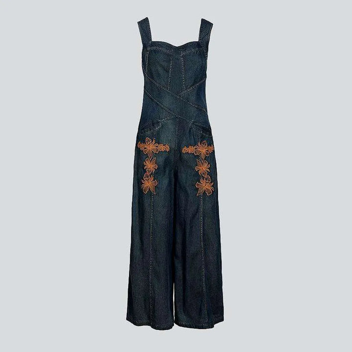 Women's denim wide jumpsuit