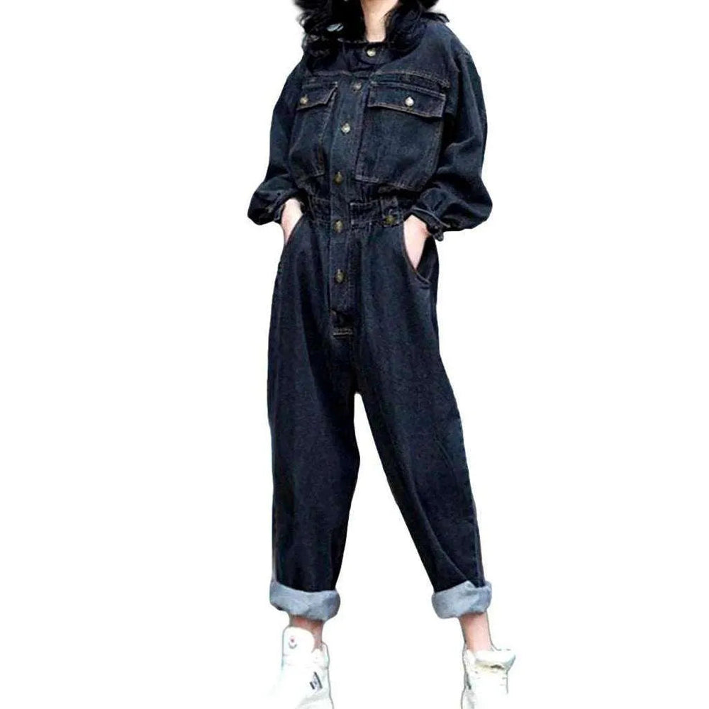 90s Women's Jean Jumpsuit - Black