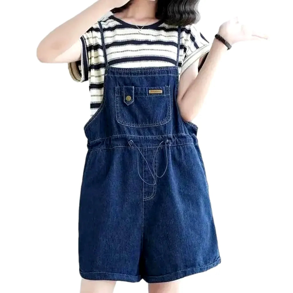 90s Women's Jean Overall Shorts - Blue