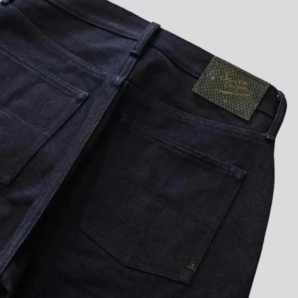 Dark-wash double-dyeing jeans
 for men