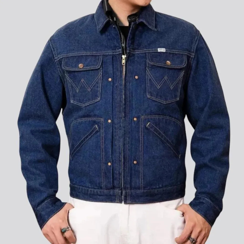 Regular fit selvedge decorative men's jeans jacket