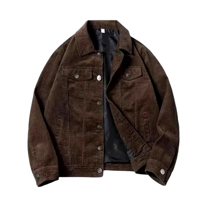 Stylish Street Design Corduroy Jacket for Men - Brown