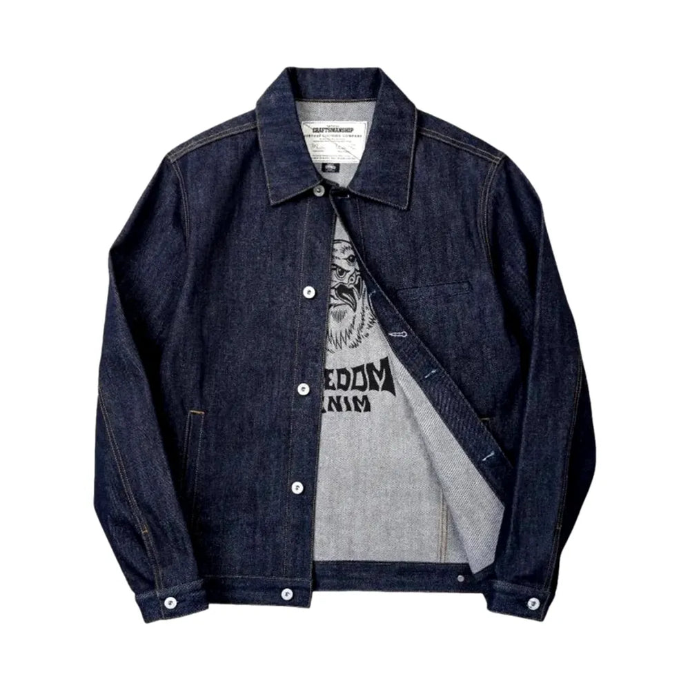 Raw Casual Classic Denim Jacket for Men - Dark Blue