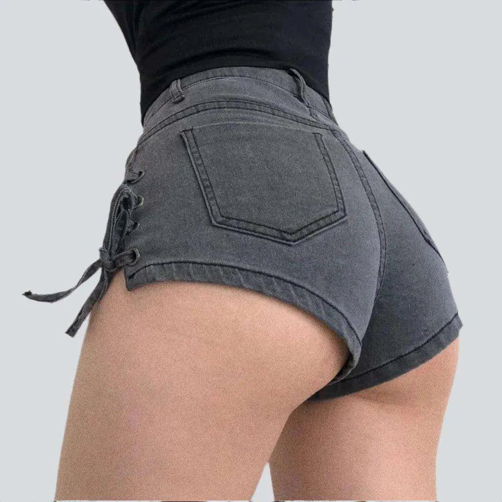 Skinny shorts with side drawstrings