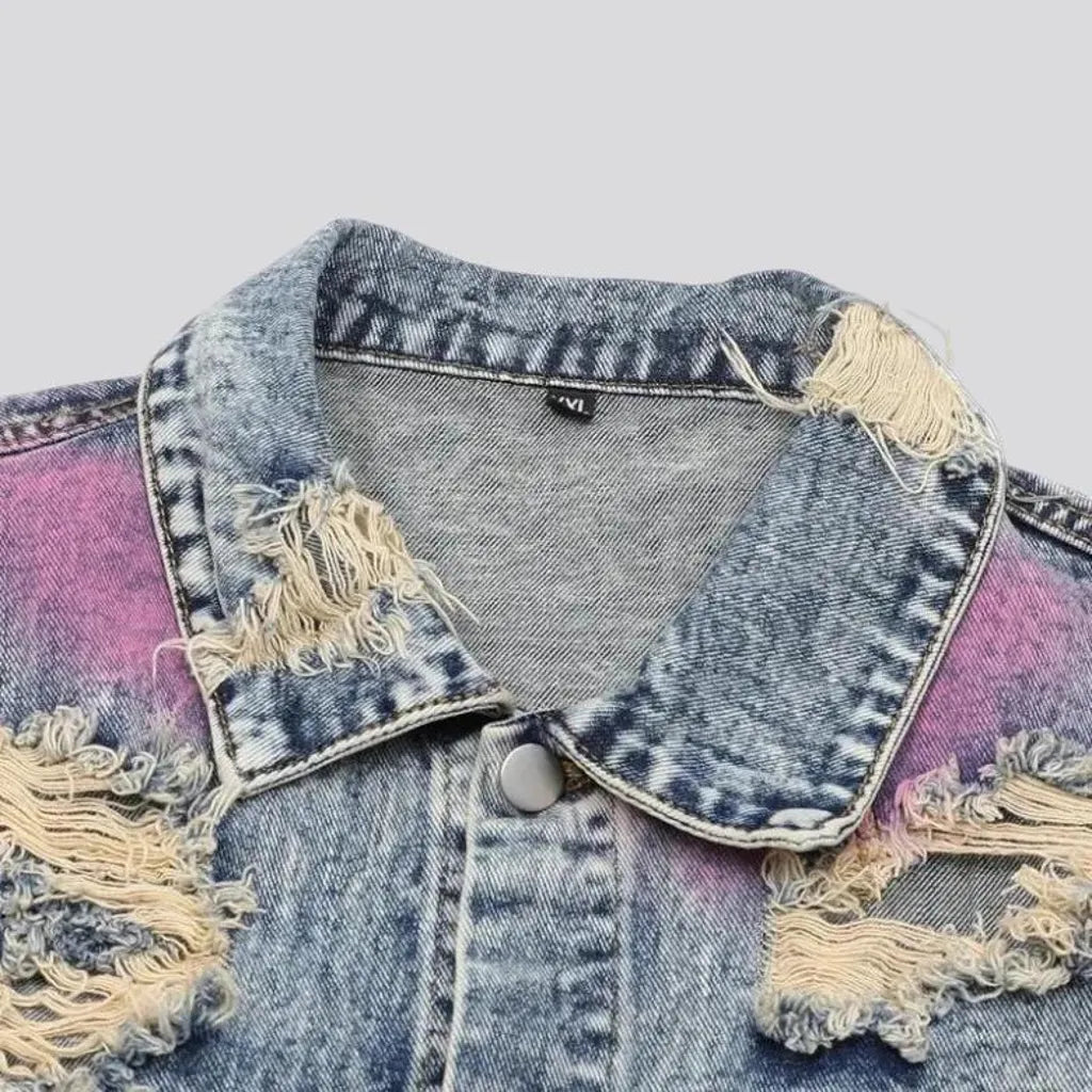 Vintage painted grunge men's denim jacket