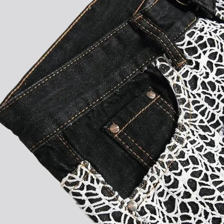Ornamented men's mid-rise jeans