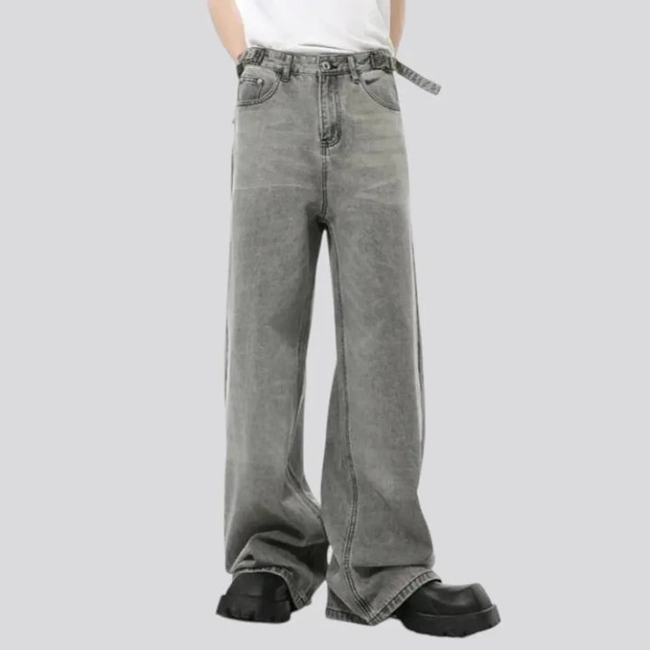 Mid rise boho baggy men's jeans