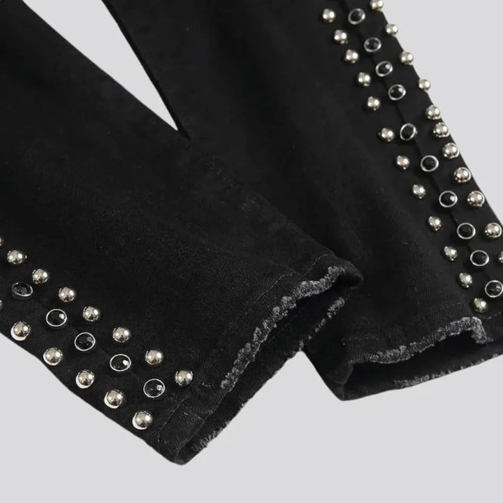 Embellished mid rise skinny fashion men's jeans