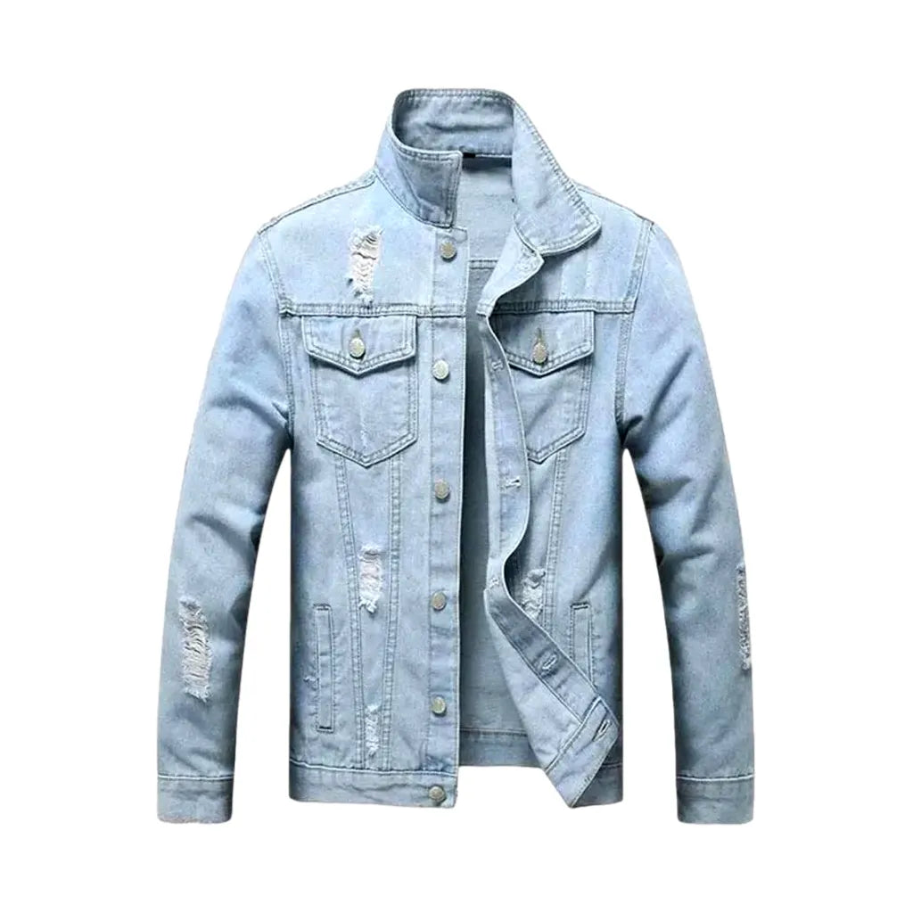 Slim Fit Men's Denim Jacket - Light Blue