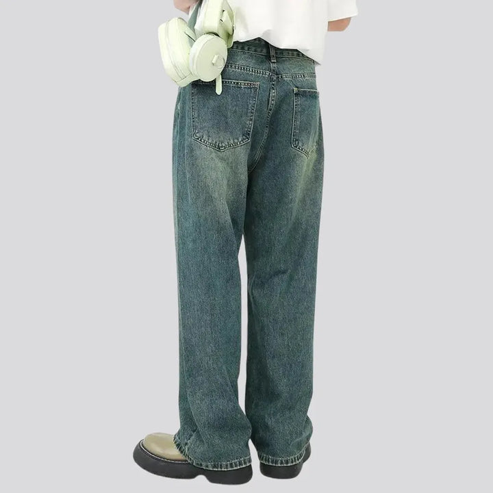 Whiskered baggy boho jeans for men