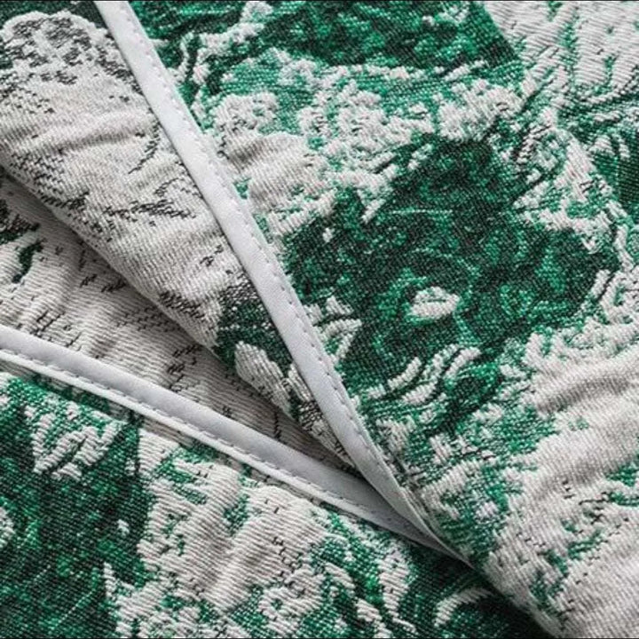 Green color embroidery denim jacket