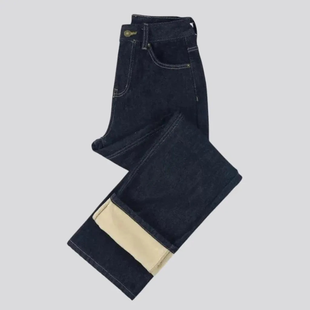 Insulated straight-leg jeans for ladies