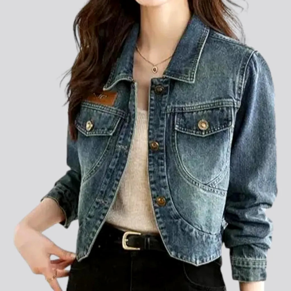 Asymmetric sanded jean jacket
 for women | Jeans4you.shop