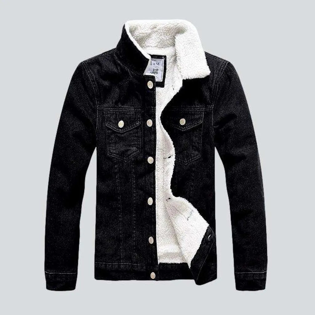 Black winter men's denim jacket | Jeans4you.shop