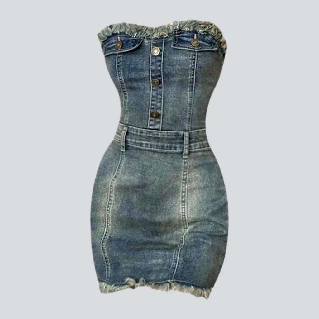 Body con strapless denim dress | Jeans4you.shop