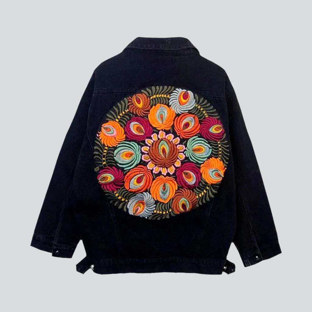 Boho back embroidery denim jacket | Jeans4you.shop