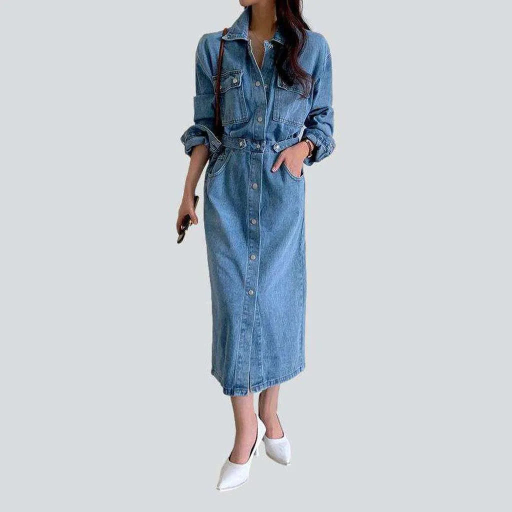 Buttoned long women's denim dress | Jeans4you.shop