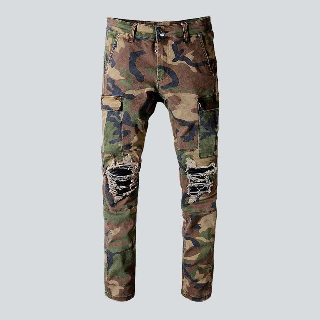 Camouflage-printed distressed men's jeans | Jeans4you.shop