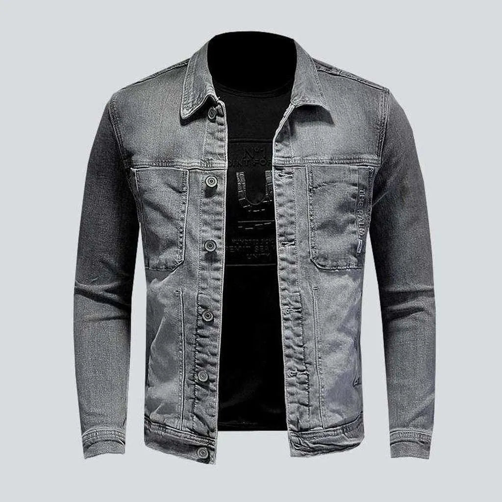 Casual grey men's denim jacket | Jeans4you.shop