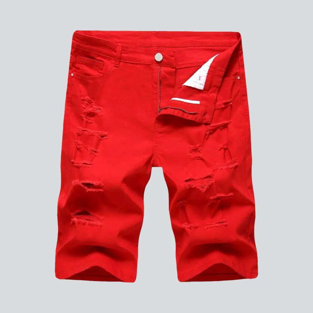 Color distressed men's denim shorts | Jeans4you.shop