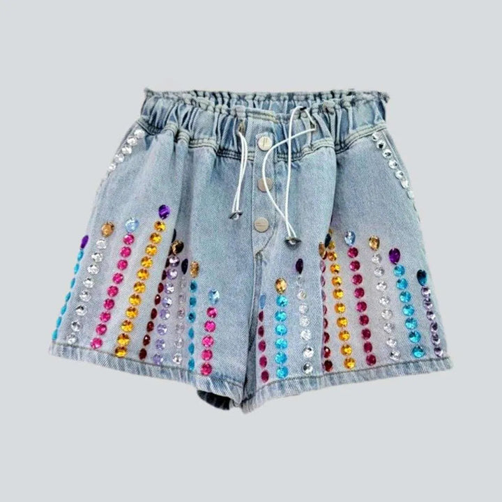 Color rhinestone women's denim shorts | Jeans4you.shop
