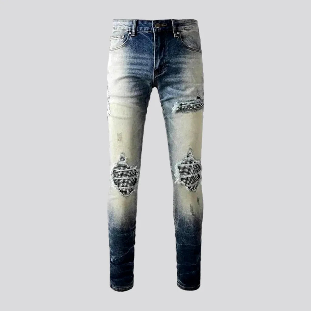 Crystal-patch men's vintage jeans | Jeans4you.shop