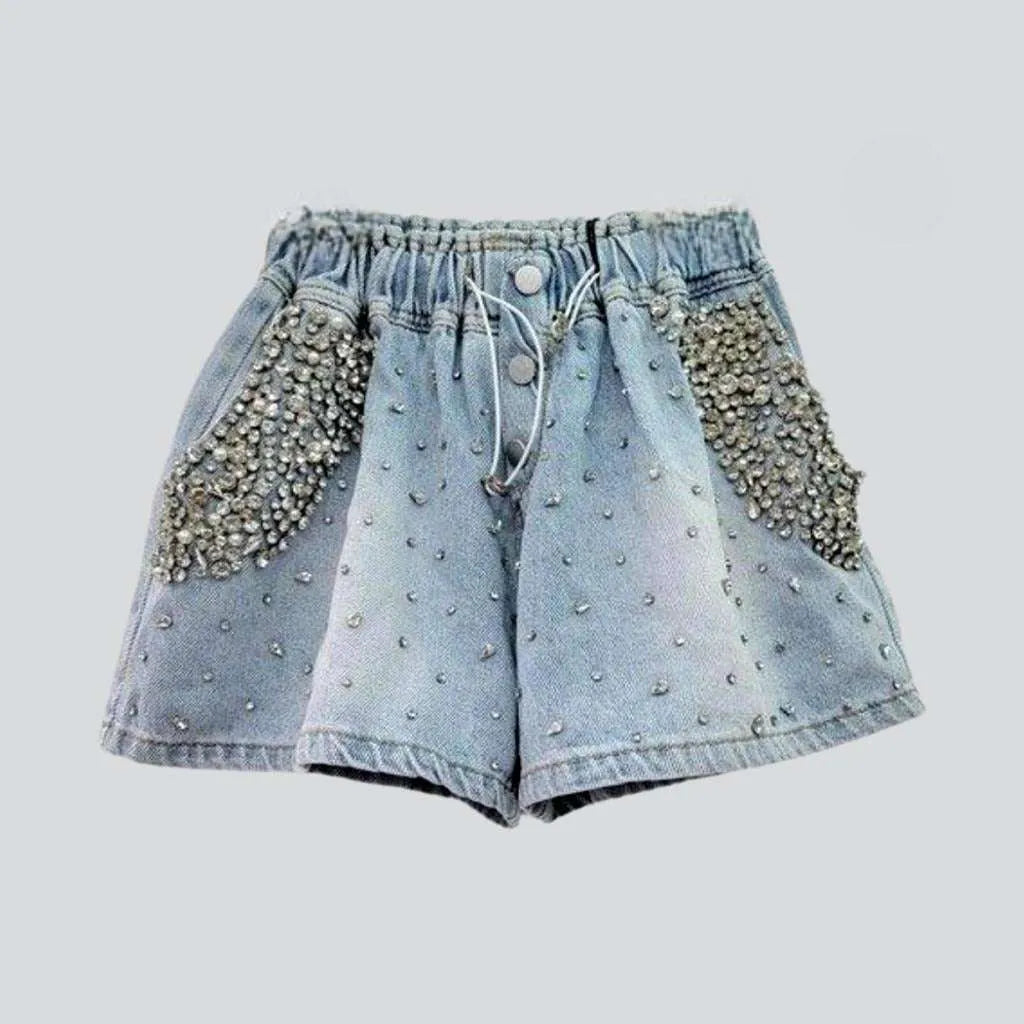Crystal rhinestone women's denim shorts | Jeans4you.shop