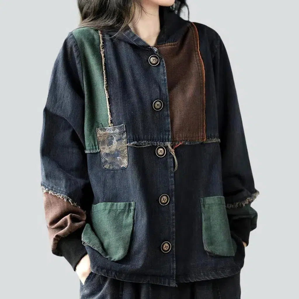 Dark color vintage denim jacket
 for ladies | Jeans4you.shop