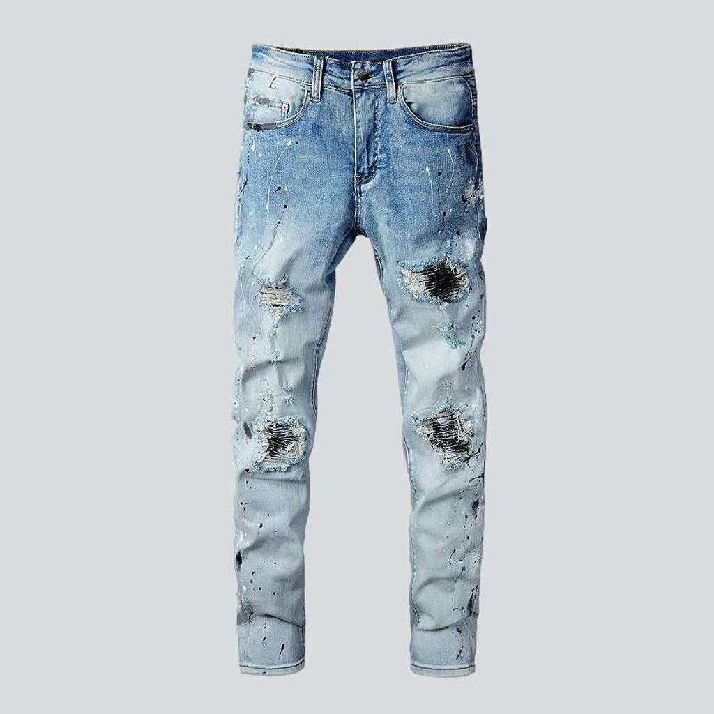 Distressed painted skinny men's jeans | Jeans4you.shop