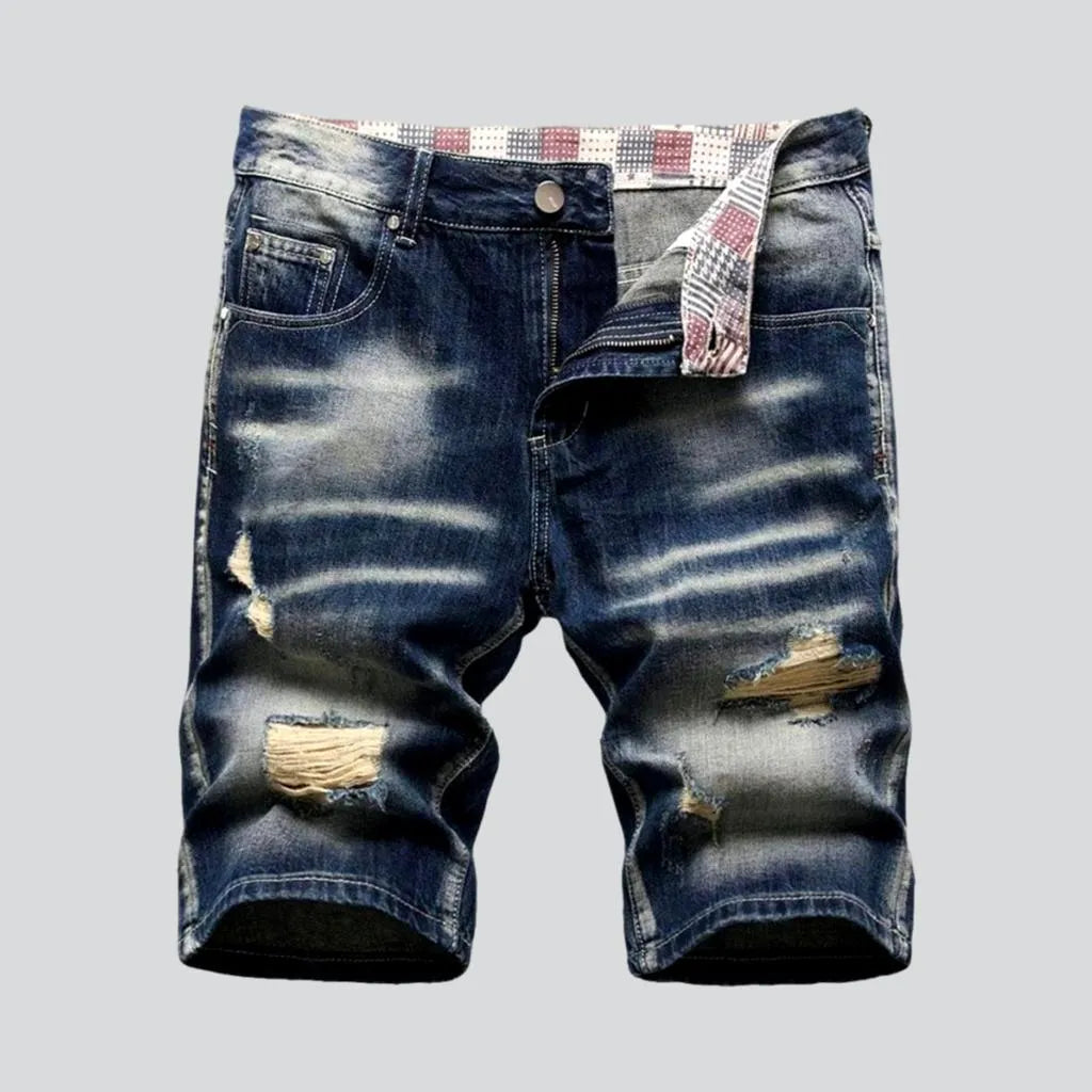 Distressed whiskered men's denim shorts | Jeans4you.shop