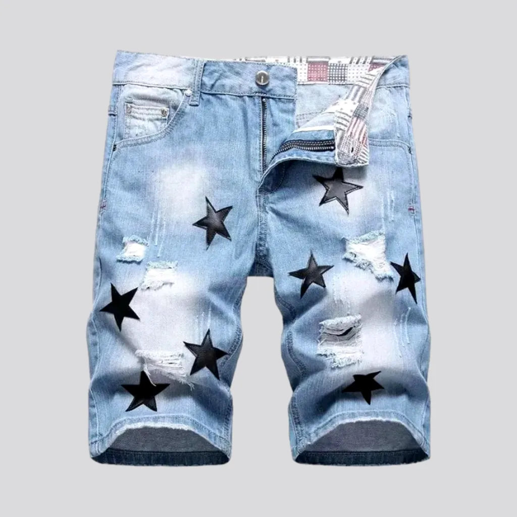 Embroidered sanded jeans shorts
 for men | Jeans4you.shop