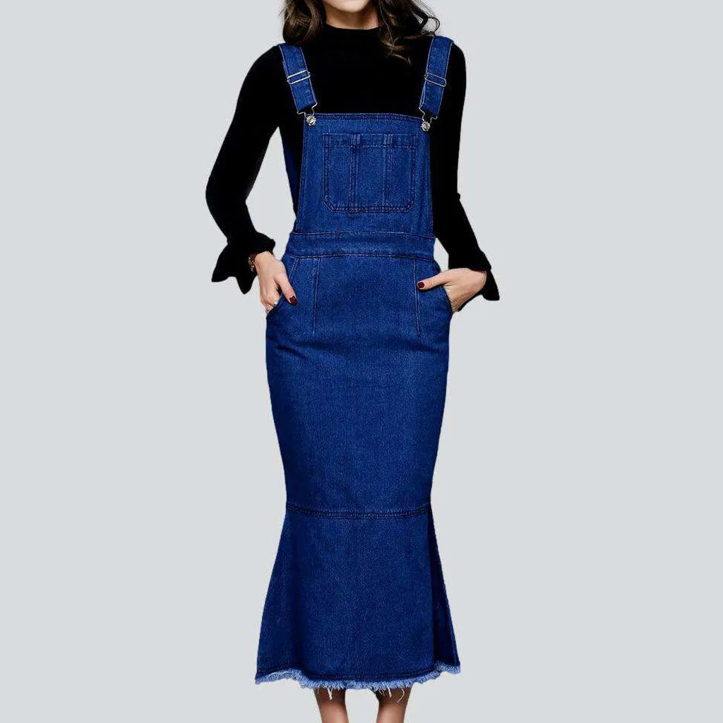 Fishtail long denim dress | Jeans4you.shop