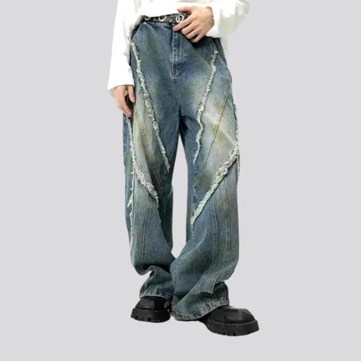 Floor-length mud-print jeans
 for men | Jeans4you.shop