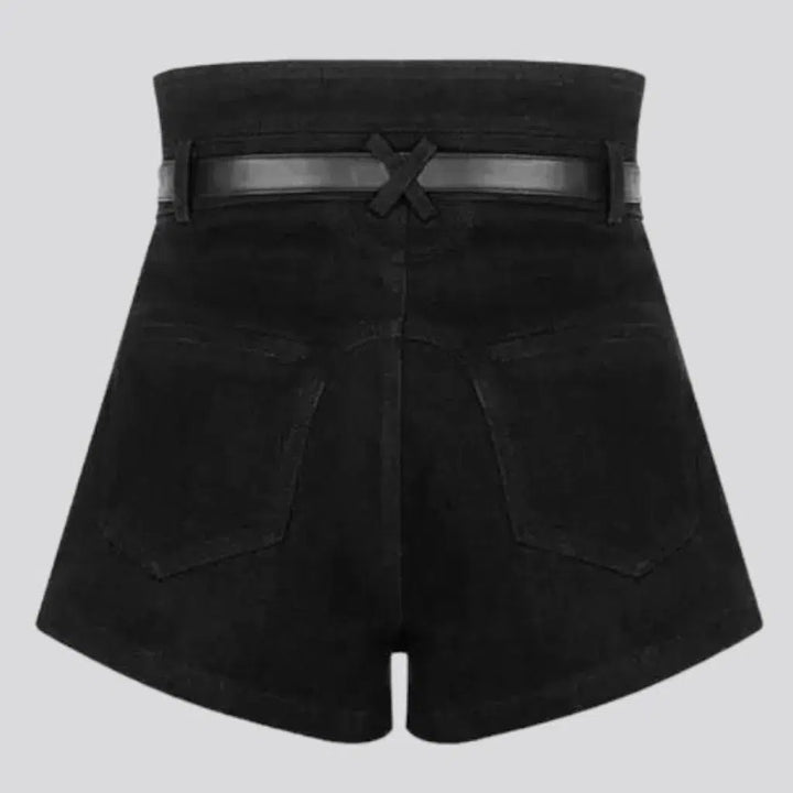 Ultra-high-waist denim shorts
 for ladies