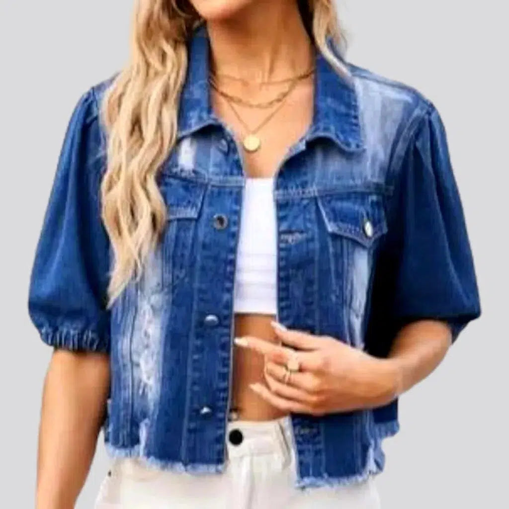 Half-rubber-sleeves women's denim jacket | Jeans4you.shop