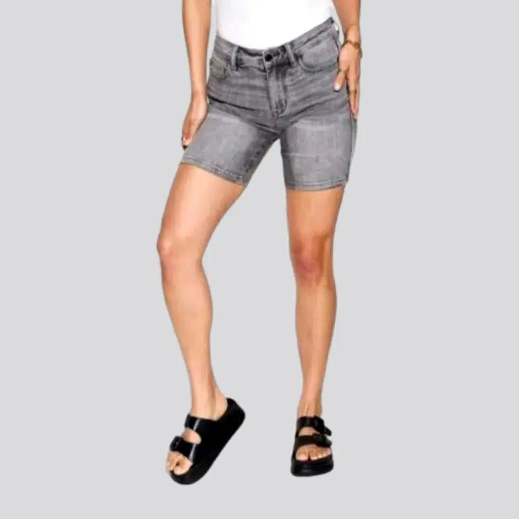 High-waist grey jean shorts for ladies | Jeans4you.shop