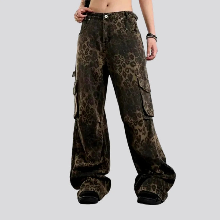 Leopard-print mid-waist denim pants
 for ladies | Jeans4you.shop