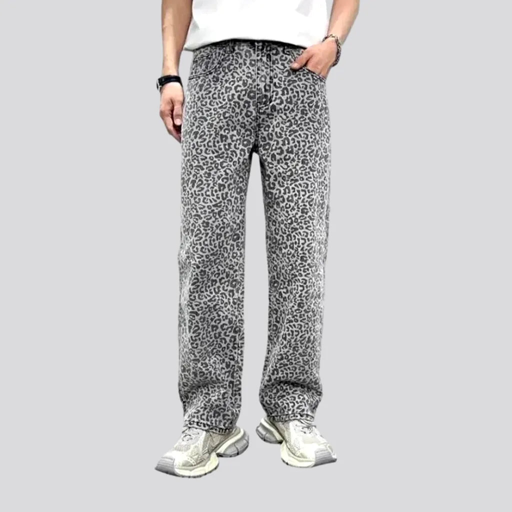 Leopard-print mid-waist jeans | Jeans4you.shop