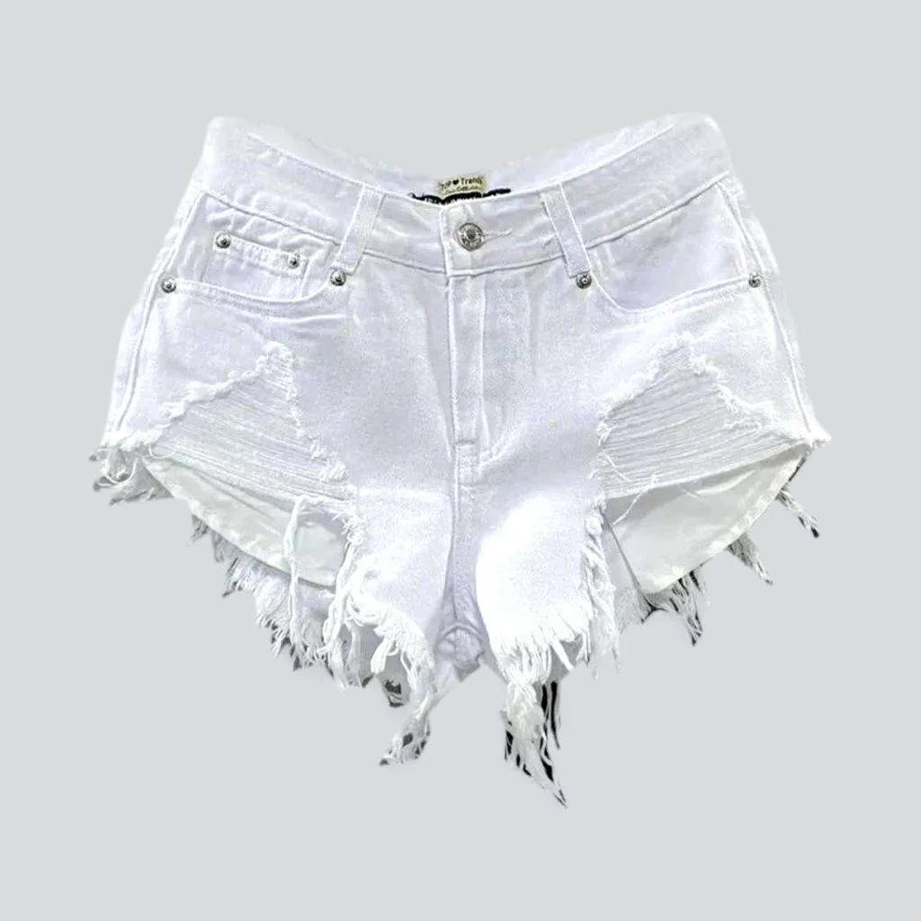 Low-waist distressed denim shorts | Jeans4you.shop